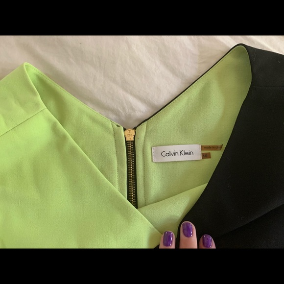 Calvin Klein Black and Lime Green Dress - Picture 2 of 2